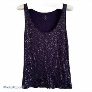 Purple Sequin Tank Top T-shirt on back Scoop Neck New York & Company Size XS